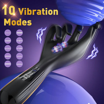 LED Display Penis Trainer Glans Vibrator Massager Masturbator with 10 Vibration Modes
