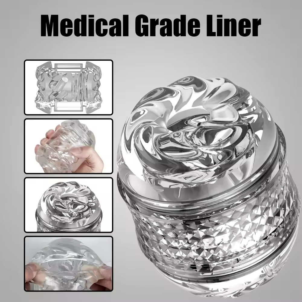 Open-Ended Crystal Sucking Penis Stroker Pocket Pussy Sleeve Masturbator