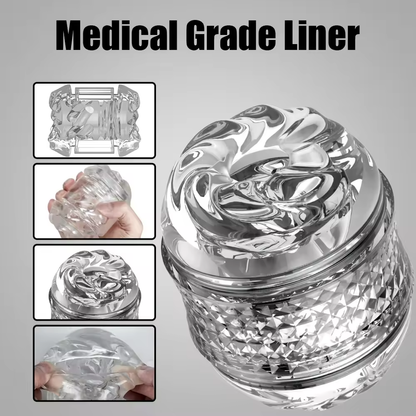 Open-Ended Crystal Sucking Penis Stroker Pocket Pussy Sleeve Masturbator