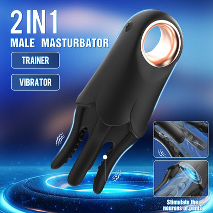 360°Training Wrapped Penis Vibrator Glans Trainer Masturbator with 7 Vibrating Modes