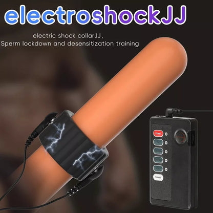 Bondage Penis Ring Exercise Enlargement Electric Shock Cock Ring Set with 8 Modes