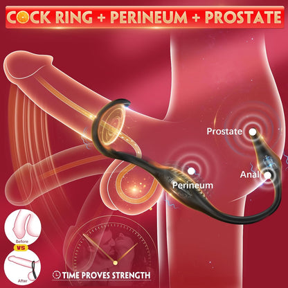 4 in 1 Prostate Massage Anal Vibrator Penis Ring with 7 Vibrations Modes