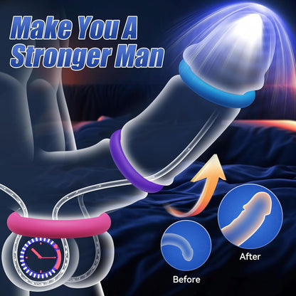 3 Pcs Multi-Coloured Different Sizes Penis Ring Cockring Cock Stimulator