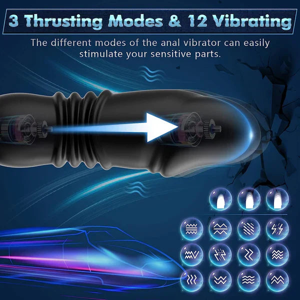 3 IN 1  Anal Vibrator Prostate Massager Sex Toys with 3 Thrusting & 12 Vibrating