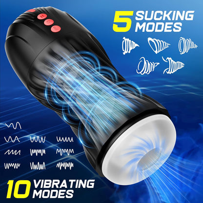 Automatic Masturbator Blowjob Stroker Machine with 5 Sucking & 10 Vibrating Modes