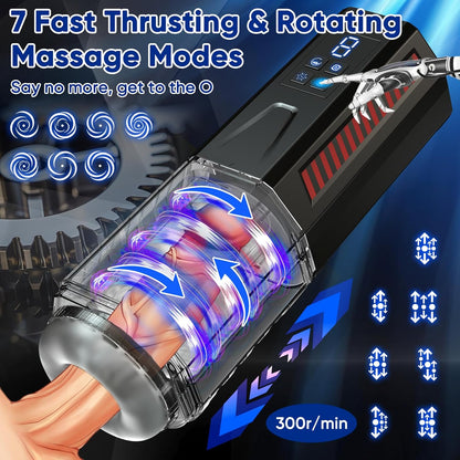 LCD Display Automatic Masturbator Stroker with 7 Vibrating & 7 Thrusting Modes