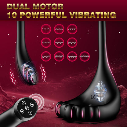 4 in 1 Prostate Massager Penis Ring Butt Plug with 10  Powerful Vibration Modes