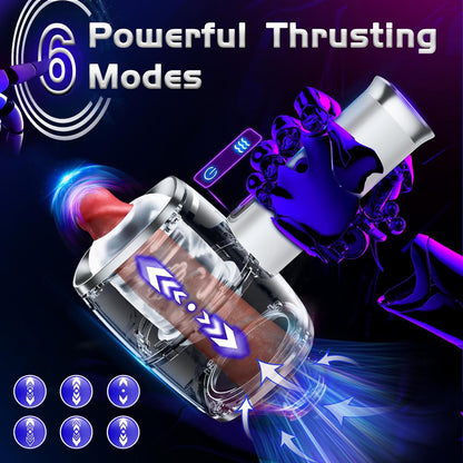 Open-Ended Handheld Male Mastubrators with 6 Powerful Thrusting Modes