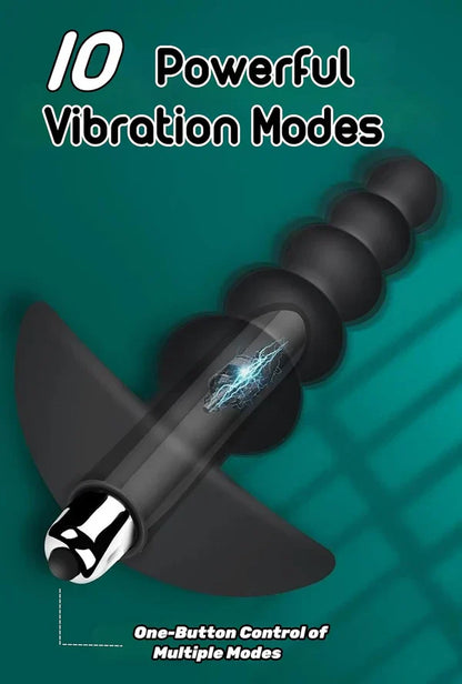 Anal Beads Vibrator Prostate Massager with 10 Powerful Vibrations