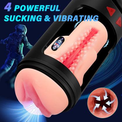 3 in 1 Automatic Masturbator Stroker with 4 Sucking & Vibrating & Thrusting Modes