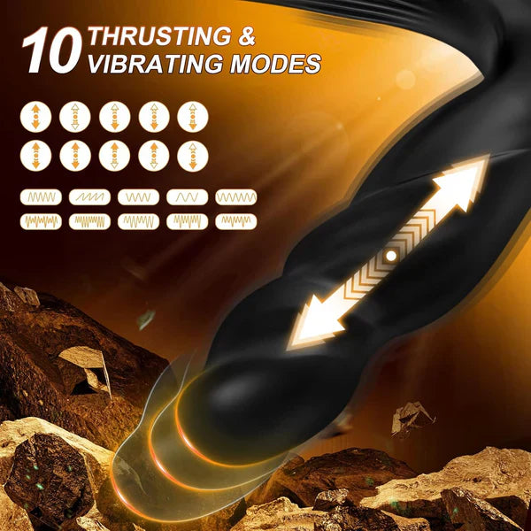 5 IN 1 Prostate Massager Anal Vibrator Penis Ring with 10 Vibrating & Thrusting Modes