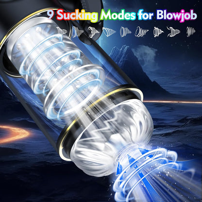 Automatic Sucking Male Masturbator Cup with 9 Thrusting Rotating Modes