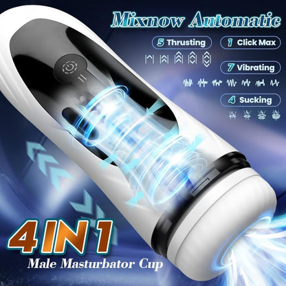 3 in 1 Automatic Male Masturbator with 5 Thrusting & 4 Suction & 7 Vibration Modes
