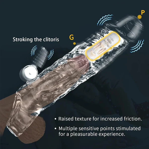 Reusable Penis Sleeve Extender Cock Ring with Multiple Vibration Modes