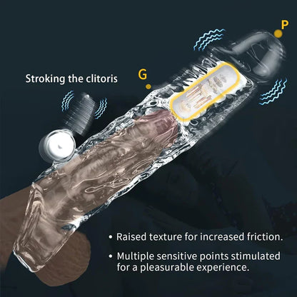 Reusable Penis Sleeve Extender Cock Ring with Multiple Vibration Modes