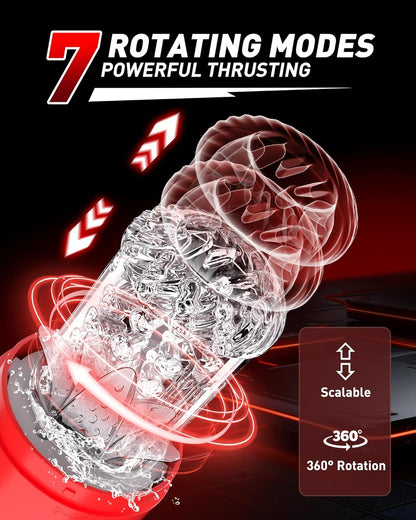 4 IN 1 Electric Masturbator Penis Pump Stroker with 7 Thrusting Rotating & Vibrating Modes