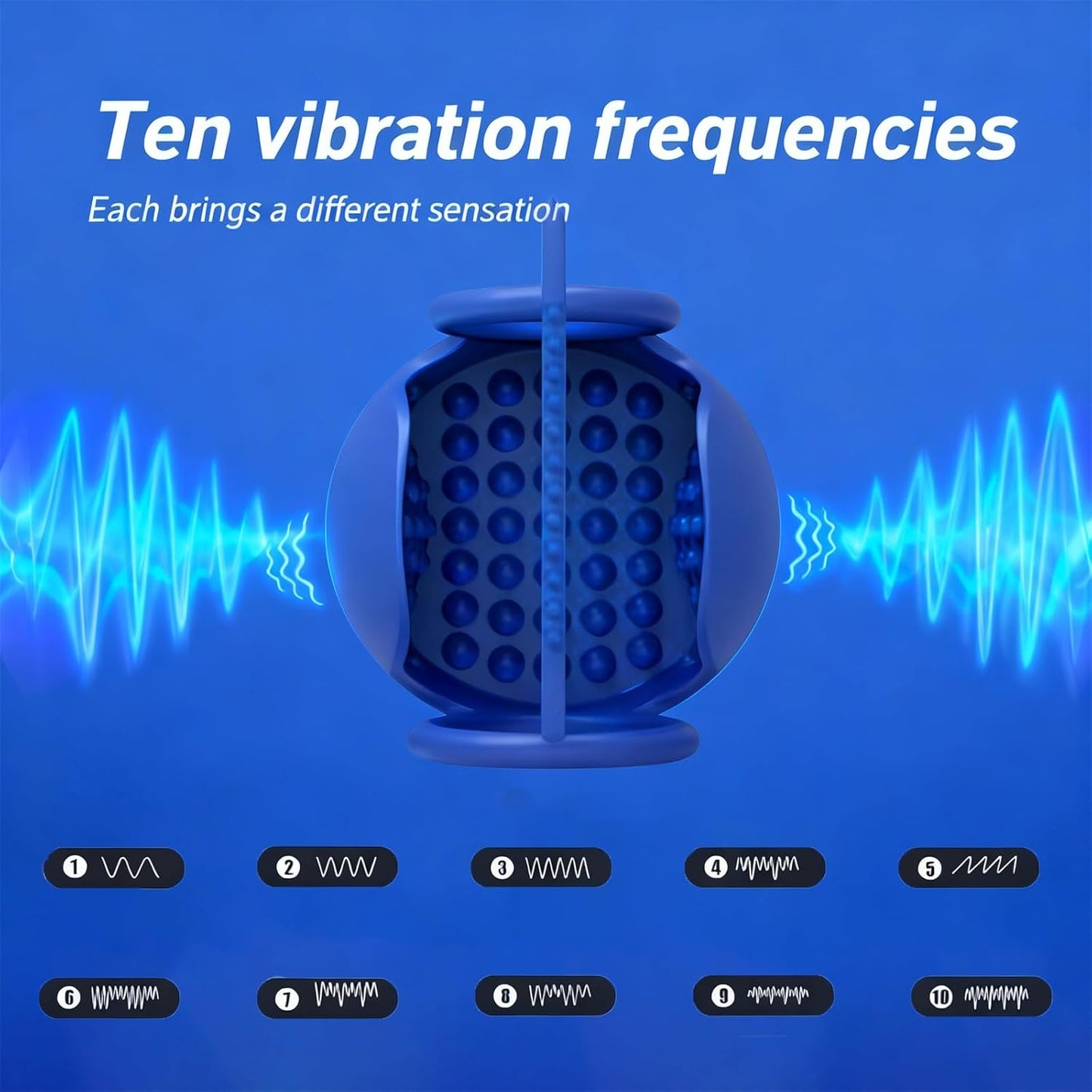 Testicle Massager Cock Ring Penis Trainer Vibrator Stimulator with 10 Vibrations Modes
