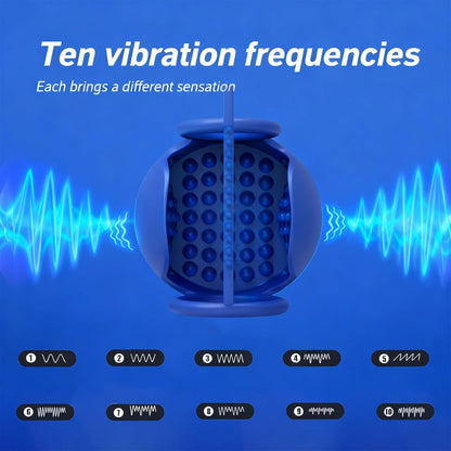 Testicle Massager Cock Ring Penis Trainer Vibrator Stimulator with 10 Vibrations Modes