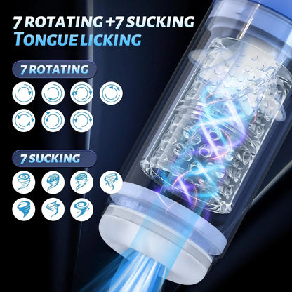 Automatic Masturbator Penis Training Device with 7 Sucking & Rotating & Tongue licking