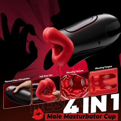 APP Control Squeezable Masturbator Stroker Blowjob with 10 Vibrations & Tongue Modes