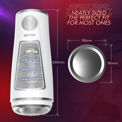 3 Adjustable Beaded Stroking Automatic Masturbator with 7 Modes & 3 Speeds