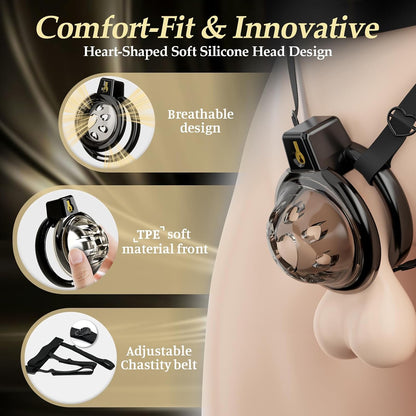Anti-Slip Belt Flat Chastity Cock Cage Devices Penis Trainer with 6 Sizes Rings