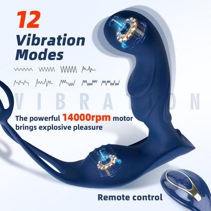 Multi Climax Male Masturbator 3 in 1 Prostate Massager with 12 Vibrating Modes