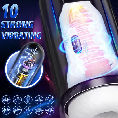 3 IN 1 Automatic Masturbator Stroker Blowjob with 10 Vibrating & Sucking & Thrusting Modes