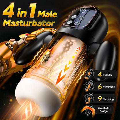 Automatic Masturbator Blowjob Sex Machine with 4 Sucking 6 Vibrating & 9 Thrusting Modes