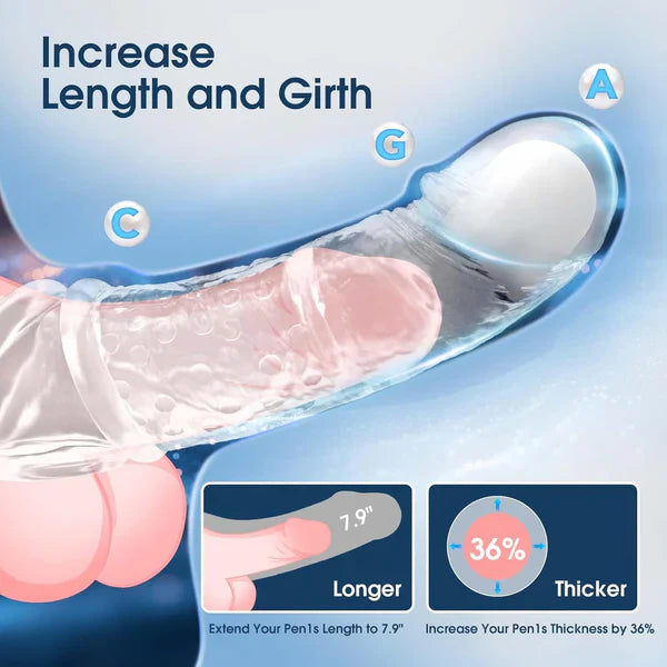 4 IN 1 Multifunctional Penis Extender Sleeve Cock Ring with 10 Vibration Modes