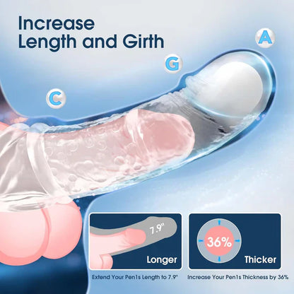 4 IN 1 Multifunctional Penis Extender Sleeve Cock Ring with 10 Vibration Modes