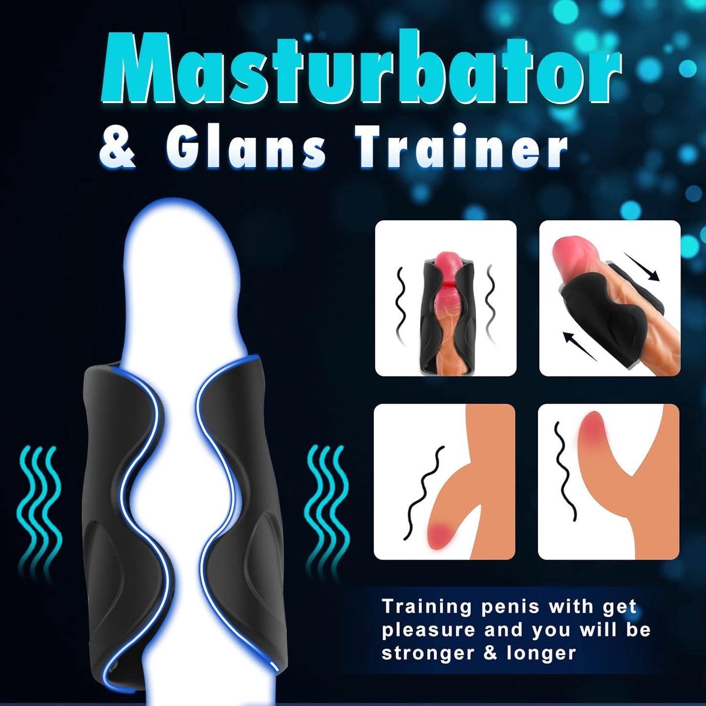 3 IN 1 Electric Penis Trainer Glans Stimulator Masturbator with 10 Vibration Modes