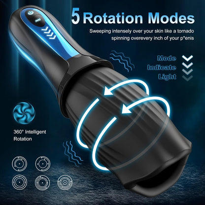 Automatic Masturbator Penis Trainer Stroker Blowjob with 5 Vibrating & 5 Rotating Modes