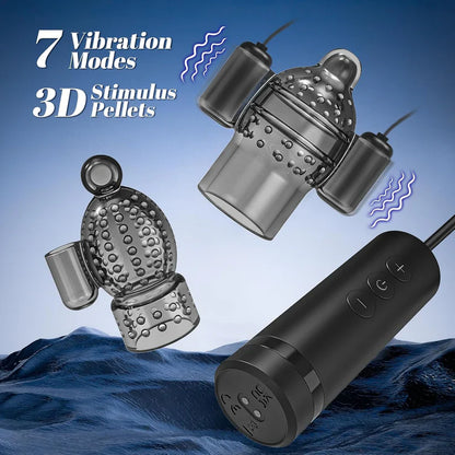 Electric Penis Trainer Vibrator Set Glans Stimulator with 7 Vibration Modes