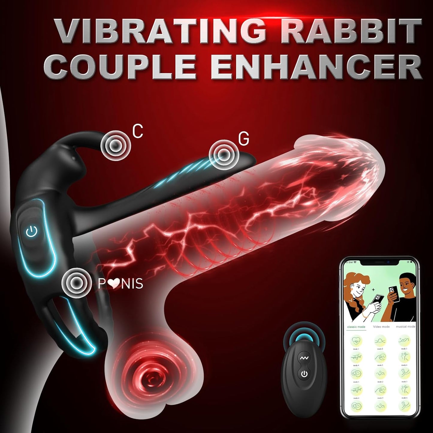 APP Controlled Penis Vibrators Cock Ring Anal Stimulator with 10 Modes