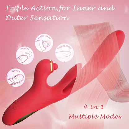 4 in 1 Thrusting Vibrator with 3 Thrusting, 7 Clitoral Suctions & 10 Tapping Patterns