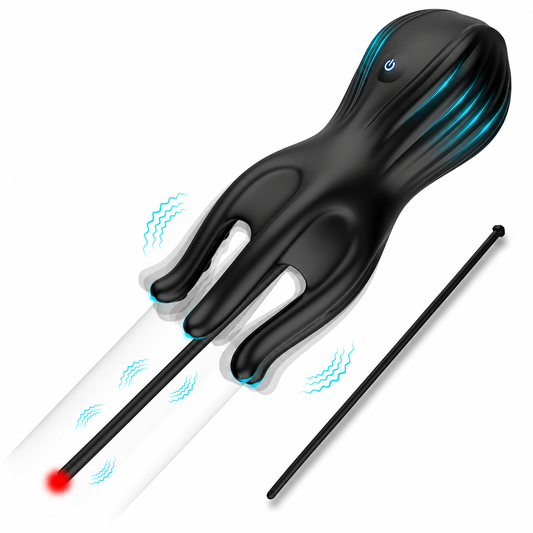 Glans Trainer Penis Massager Urethral Plug Stimulator with 10 Vibration Modes