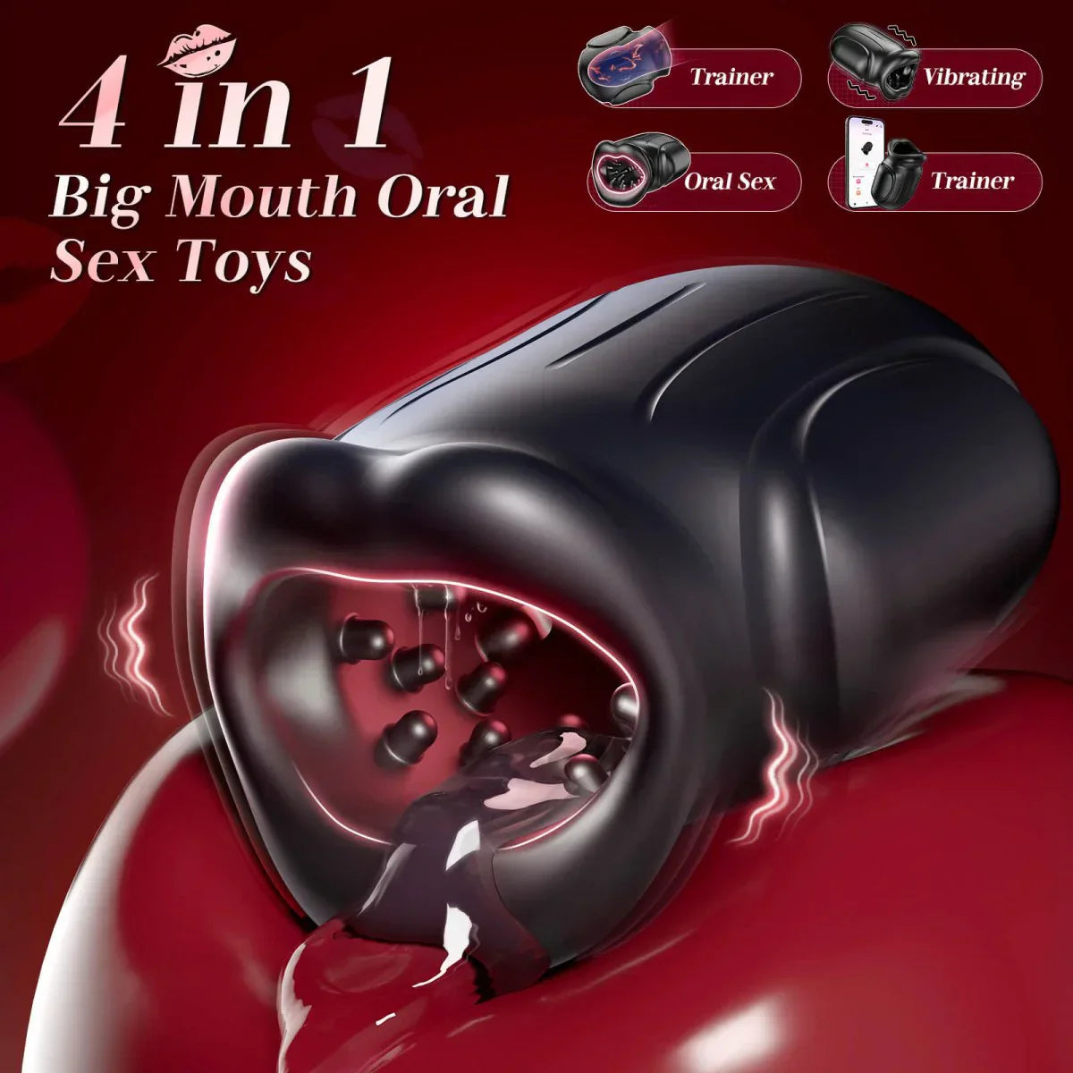 Mouth Oral Masturbator Blowjob Stroker Penis Trainer with 10 Vibrating Modes