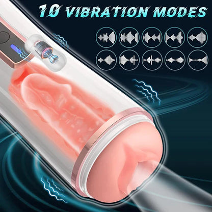 360° Warp Realistic Automatic Male Masturbator Cup with 10 Vibrating Modes