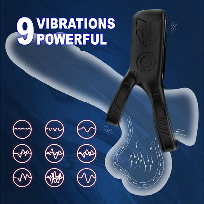 Dual Ring Penis Trainer Vibrator Chastity Devices with 9 Vibration Modes