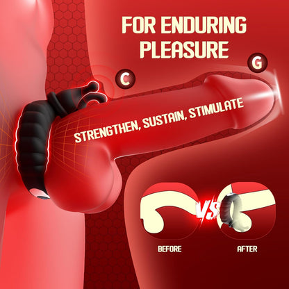 Dual Motors Penis Ring Vibrator with 10 Powerful Vibration Modes