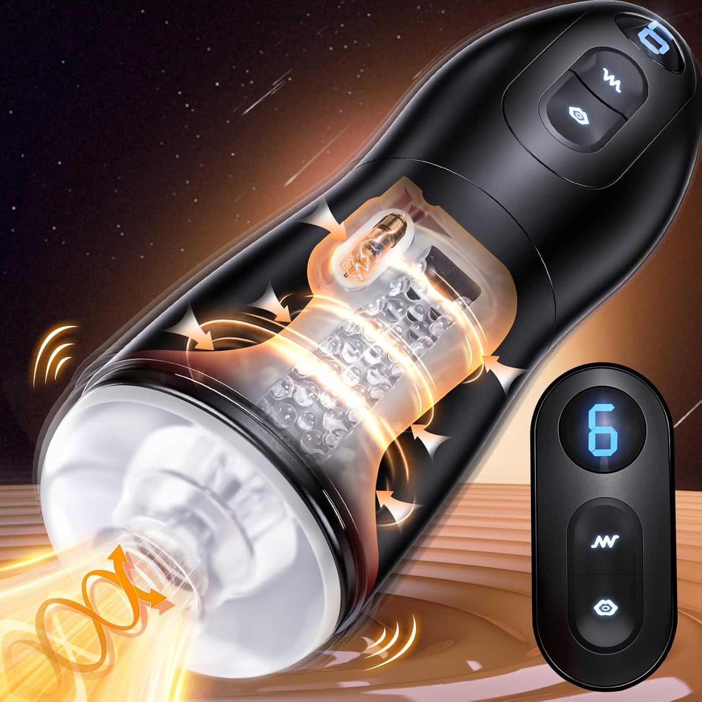 LCD Control Automatic Masturbator Penis Pump Stroker with 7 Vibrating & 7 Sucking Modes