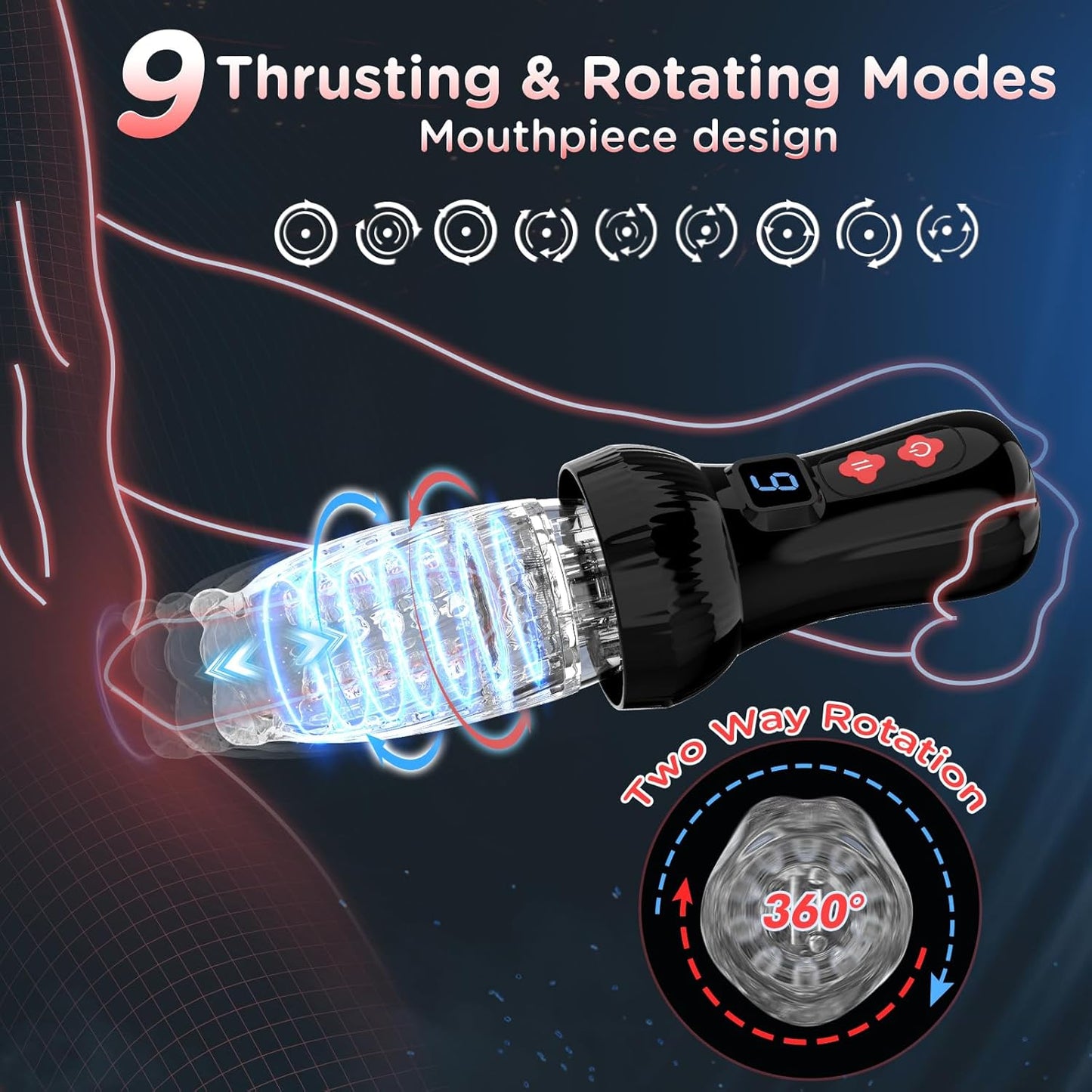 2 IN 1 Automatic Masturbator Penis Trainer with 9 Thrusting & Rotating Modes