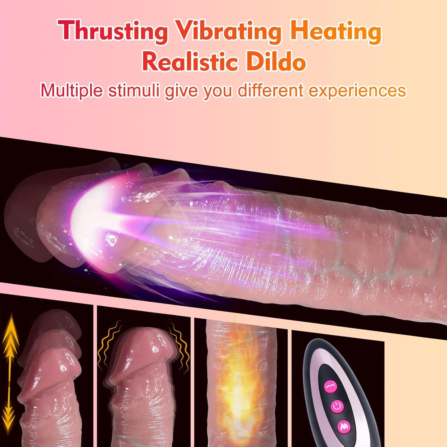 3 IN 1  Realistic Dildo Vibrator Sex Toys with 7 Thrusting & Vibrating & Heating Modes