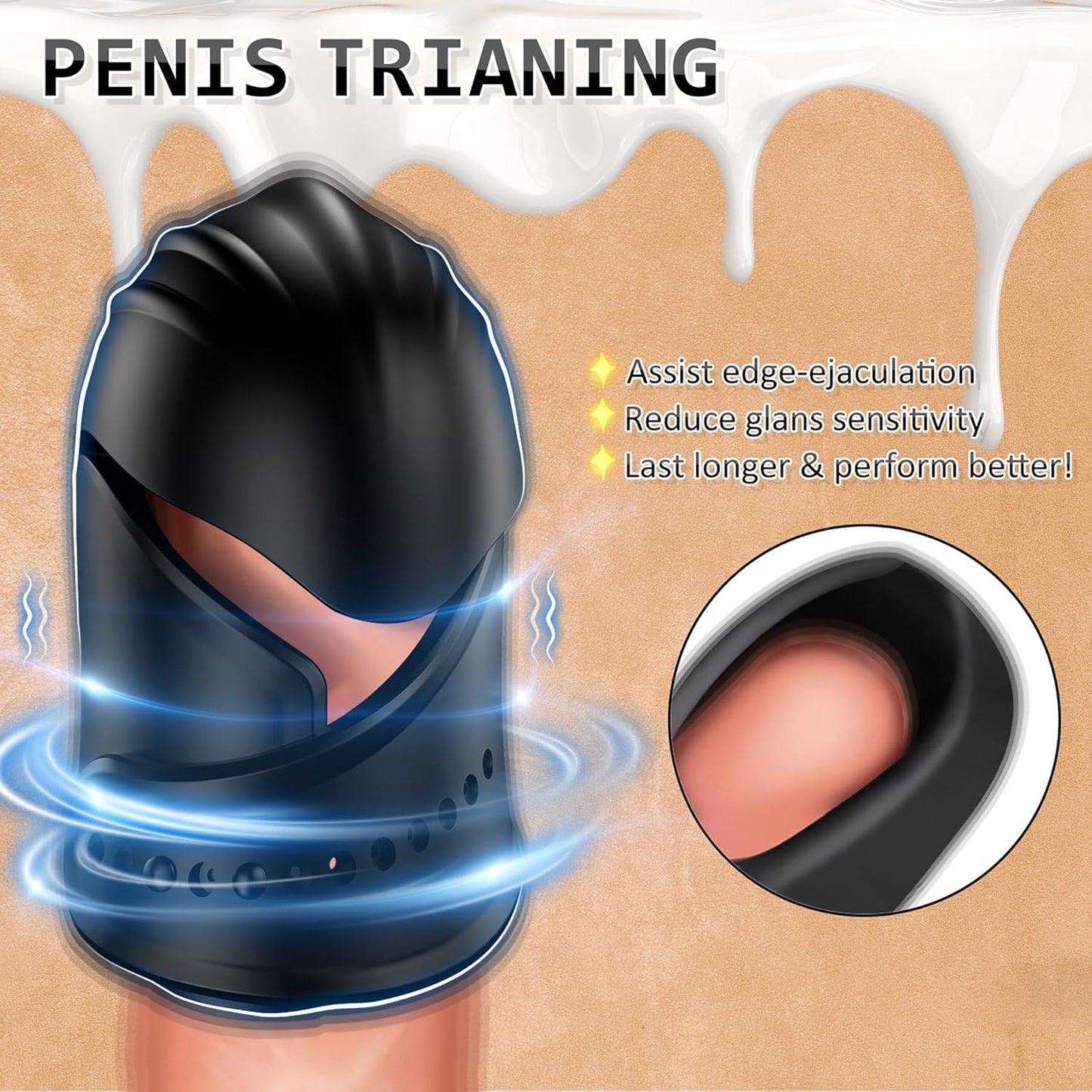 Adjustable Penis Trainer Glans Vibrator Masturbator with 10 Vibration Modes