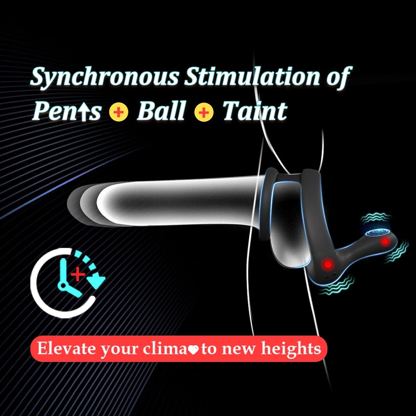 9 Vibrations Penis Cock Ring with Ball Stimulator & Taint Stimulator