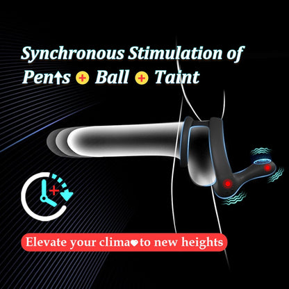 9 Vibrations Penis Cock Ring with Ball Stimulator & Taint Stimulator