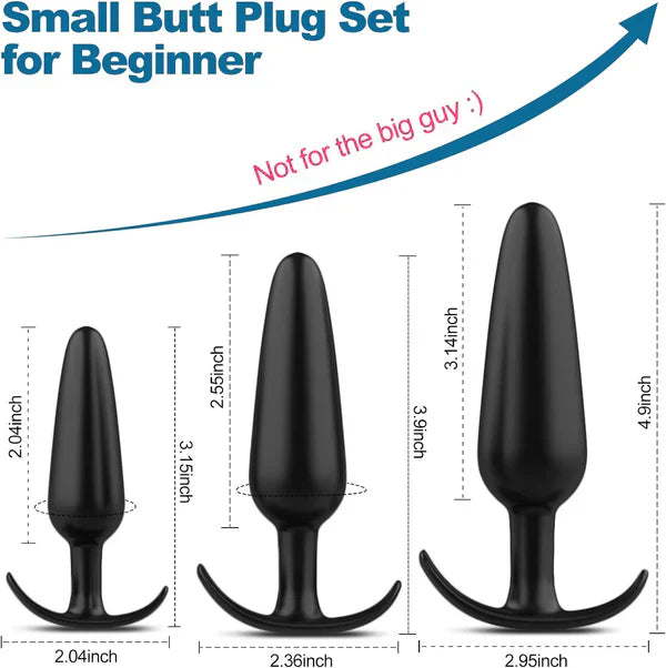 3 Pcs Anal Sex Toy Butt Plug Anal Training Set for Beginners