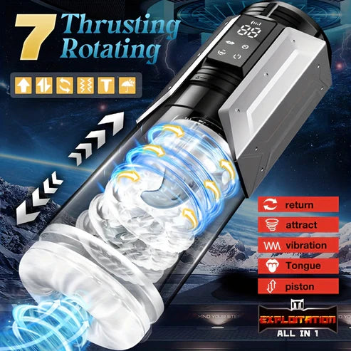 Automatic Masturbator Penis Pump Blowjob with 7 Sucking& Vibrating& Thrusting& Rotating Modes