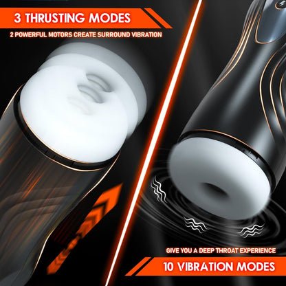 Deep Throat Automatic Masturbator Cup Stroker with 3 Thrusting & 10 Vibration